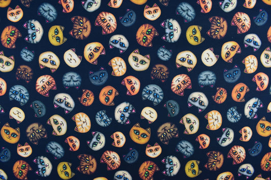 cat portrait fabric, Quilting fabric, cotton fabric, quilting treasures, feline fabric, Meow - Price by the Half Metre The Quilt Sanctuary