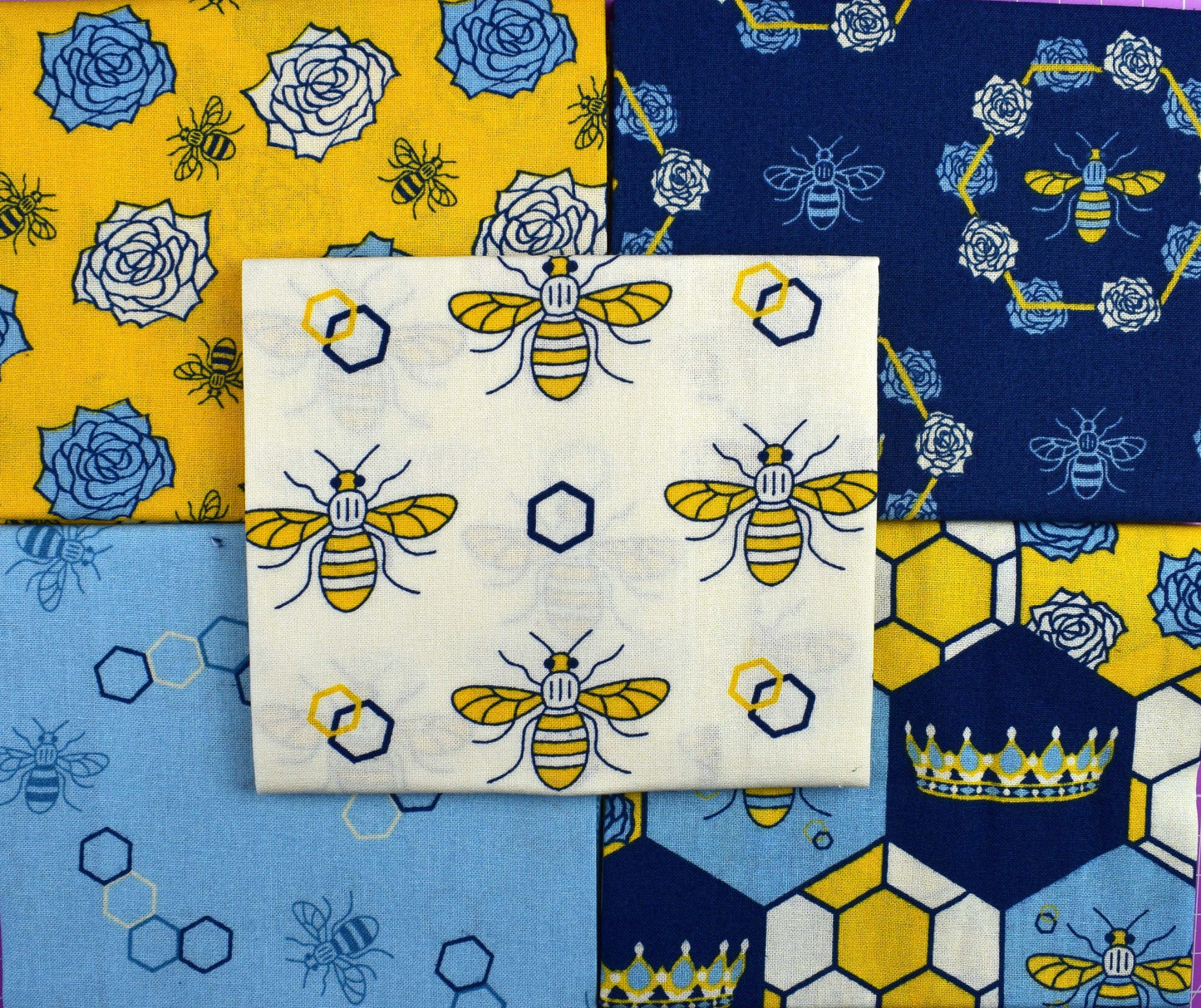 Patchwork Bee fat Quarter Bundle, Cotton quilting fabric The Quilt Sanctuary