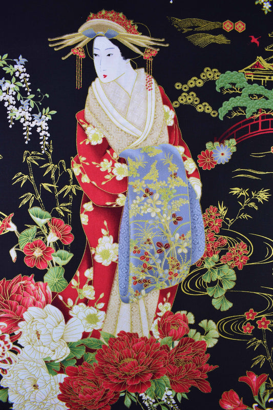 Japanese Geisha Quilting fabric, cotton fabric - Price by the Half Metre The Quilt Sanctuary