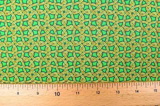Emerald green Celtic fabric , Quilting fabric, cotton fabric, Pot O gold - Price by the Half Metre The Quilt Sanctuary