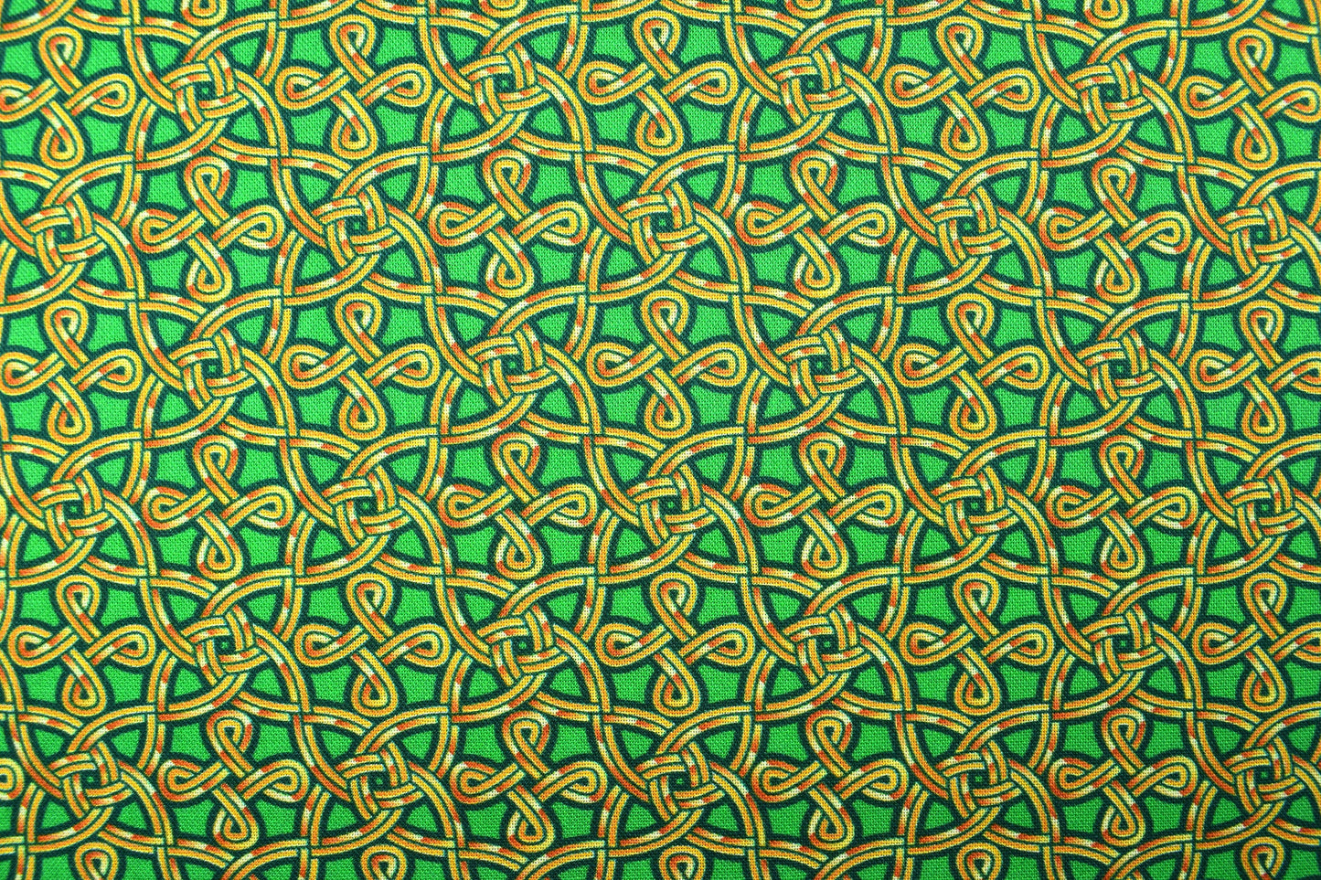 Emerald green Celtic fabric , Quilting fabric, cotton fabric, Pot O gold - Price by the Half Metre The Quilt Sanctuary