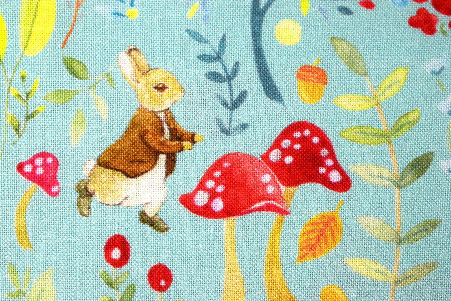Peter Rabbit fabric, Organic Cotton Quilting Fabric, among the toadstools, Beatrix Potter - Price by the Half Metre The Quilt Sanctuary