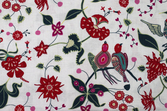 Indian love birds fabric, Organic Cotton Quilting Fabric, Indian summer - Price by the Half Metre The Quilt Sanctuary