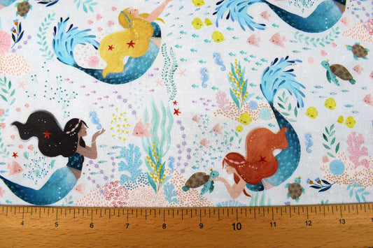 Mermaid Fabric, Quilting fabric, under the sea by Dear Stella, price by the half metre The Quilt Sanctuary