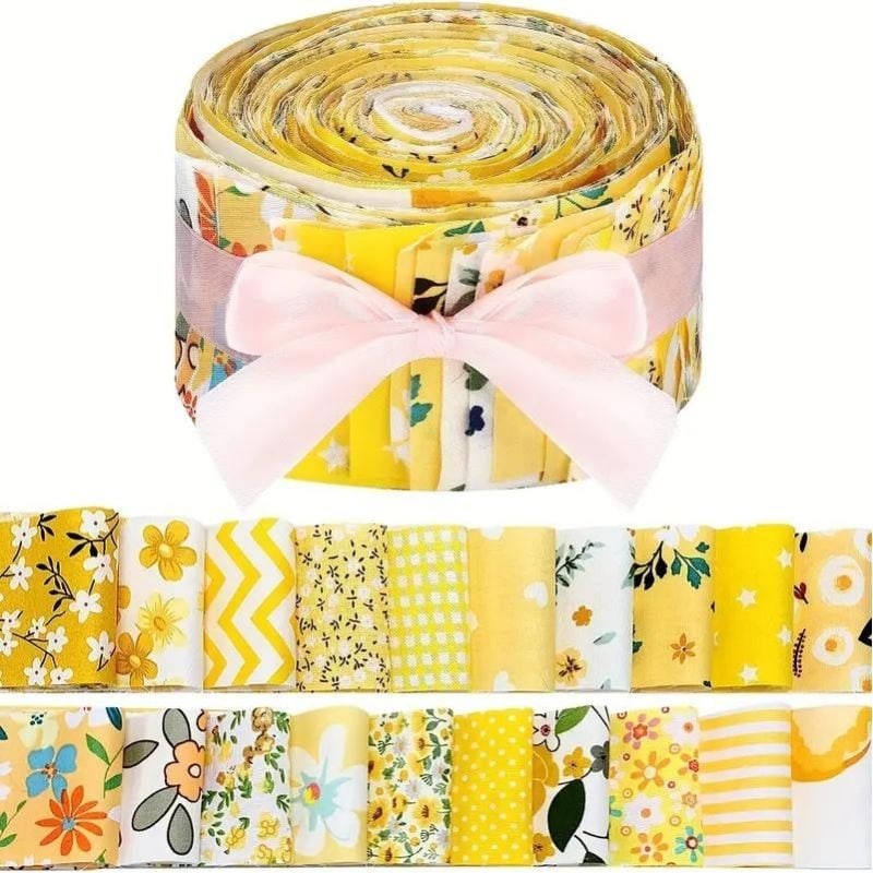 Yellow floral Quilting fabric, jelly baby, Fabric roll up, traditional designs, cotton fabric The Quilt Sanctuary
