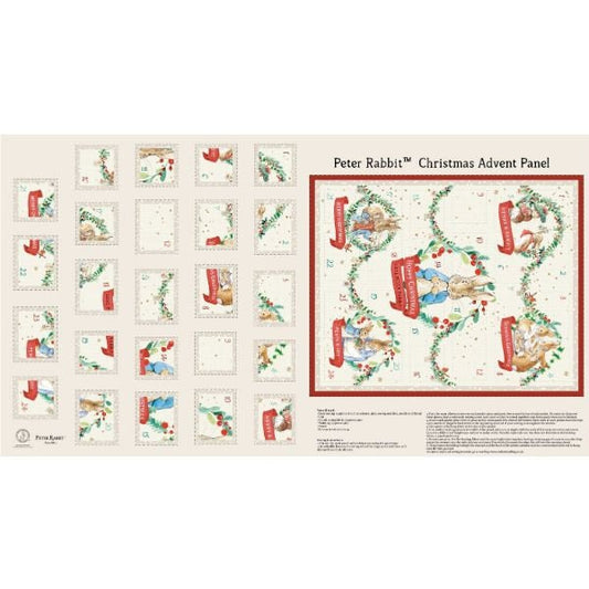 Peter Rabbit fabric advent calendar panel, re-usable advent calendar The Quilt Sanctuary