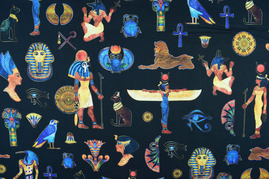 Egyptian Gods and Pharaohs, Quilting fabric, cotton fabric, quilting treasures, Dan Morris - Price by the Half Metre The Quilt Sanctuary
