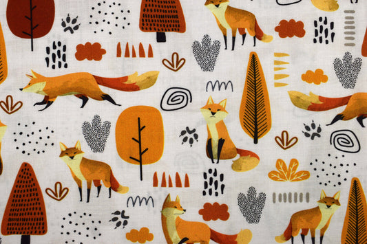 Fox fabric, Quilting fabric, cotton fabric, woodland creatures, Teepee Trail - Price by the Half Metre The Quilt Sanctuary