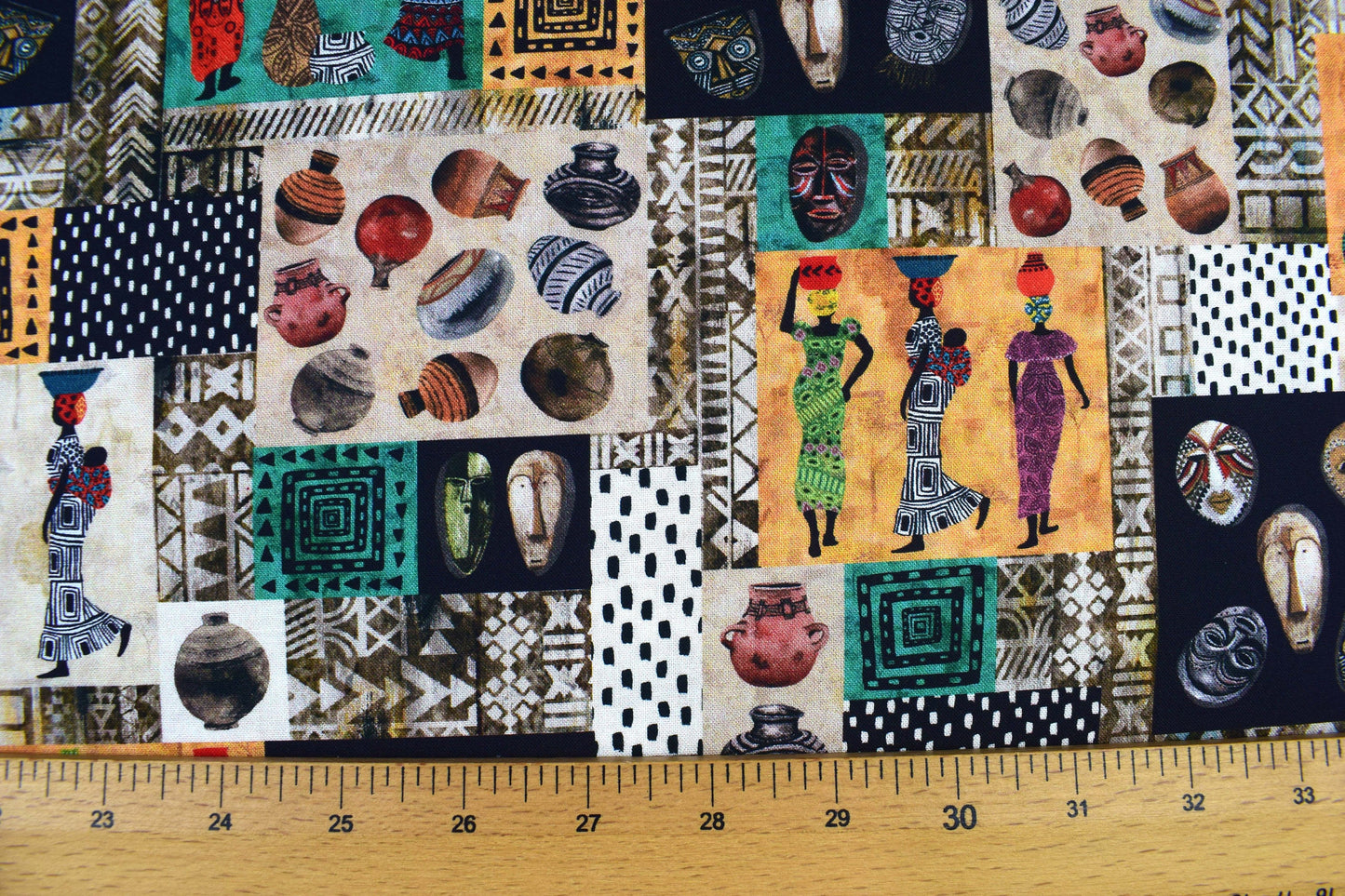 Tribal patchwork, African fabric, African Women Quilting fabric, cotton fabric - Price by the Half Metre The Quilt Sanctuary