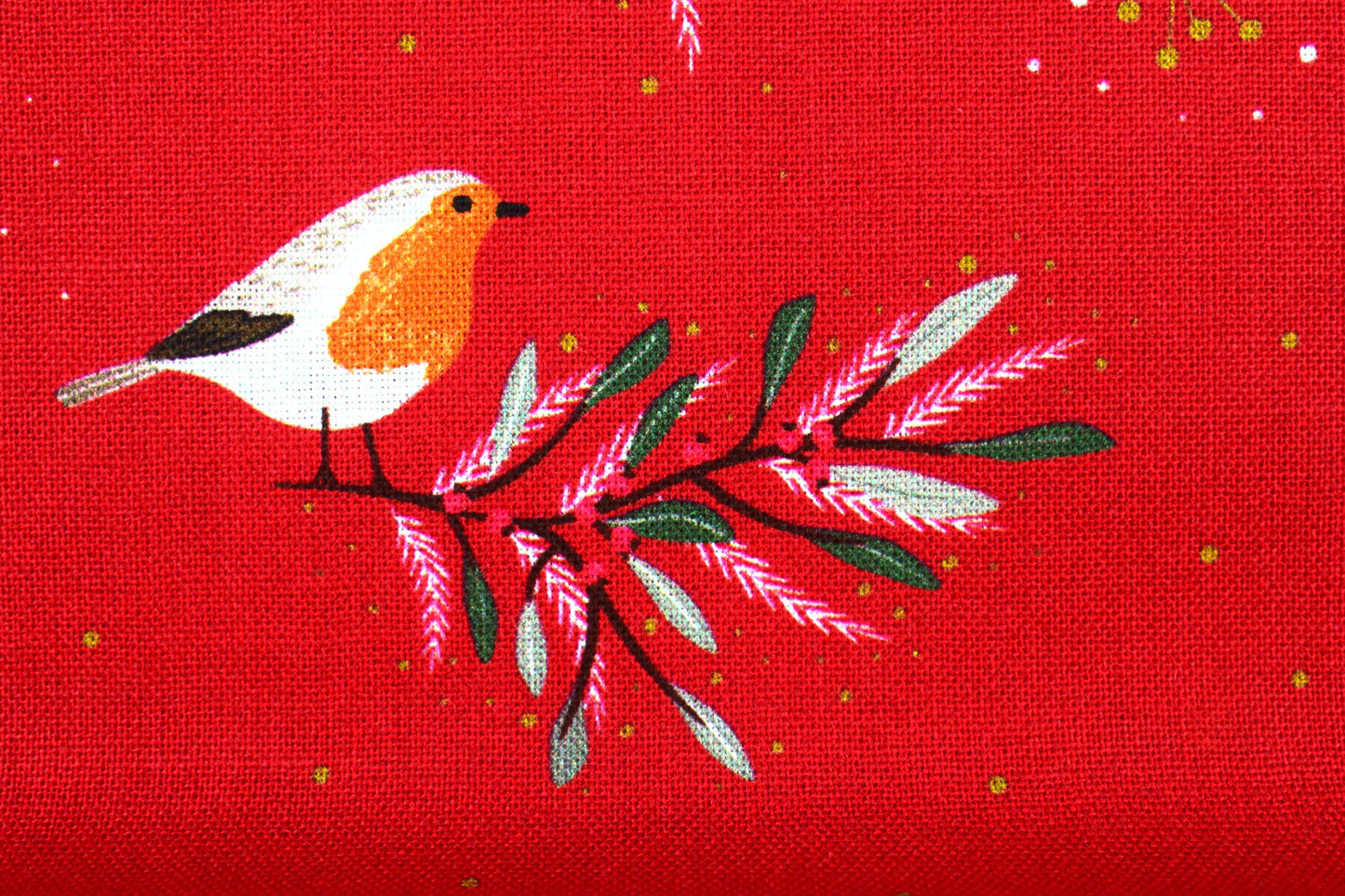 Christmas Robin fabric, Holiday quilting fabric - Price by the Half Metre The Quilt Sanctuary