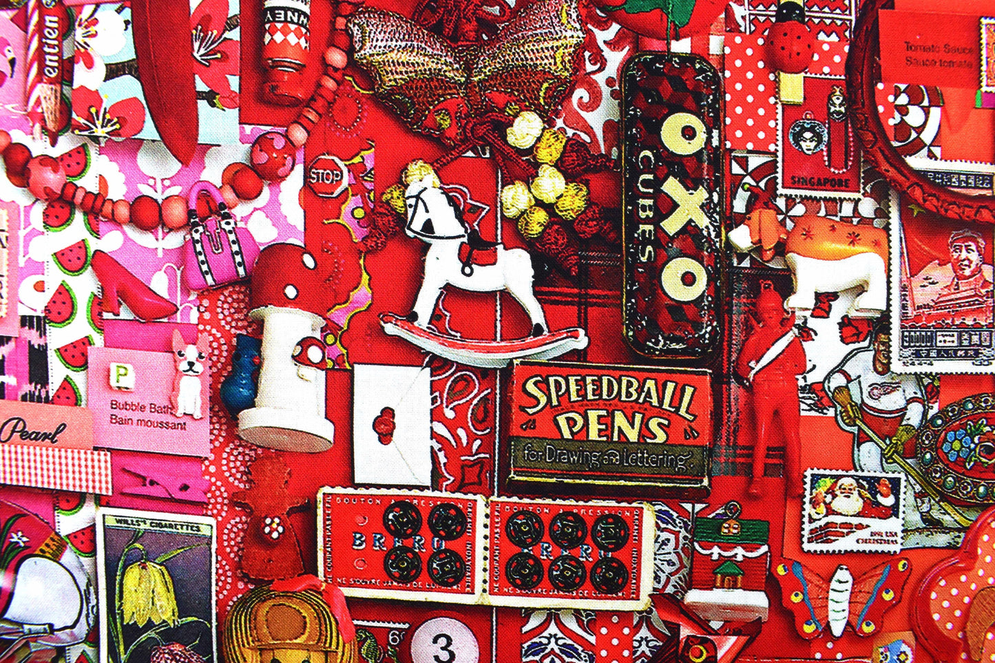 Rainbow collage quilting fabric, graduated colour collage board, cotton fabric Price by the Half Metre The Quilt Sanctuary