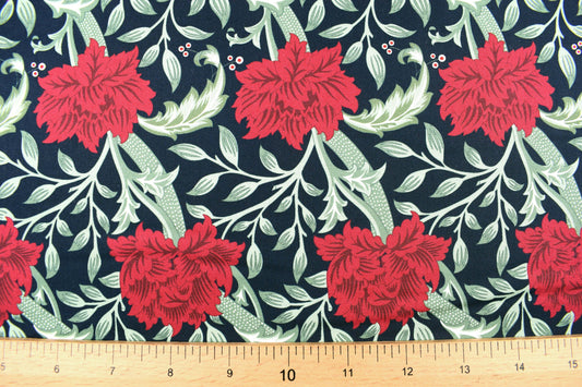 William Morris Hammersmith fabric, Quilting fabric, cotton fabric, yuletide bloom - Price by the Half Metre The Quilt Sanctuary