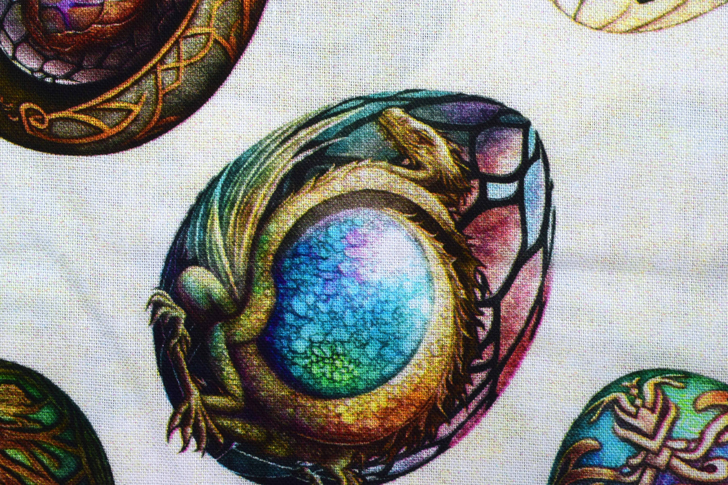 Dragon Eggs fabric , Quilting fabric, cotton fabric, dragon fire - Price by the Half Metre The Quilt Sanctuary