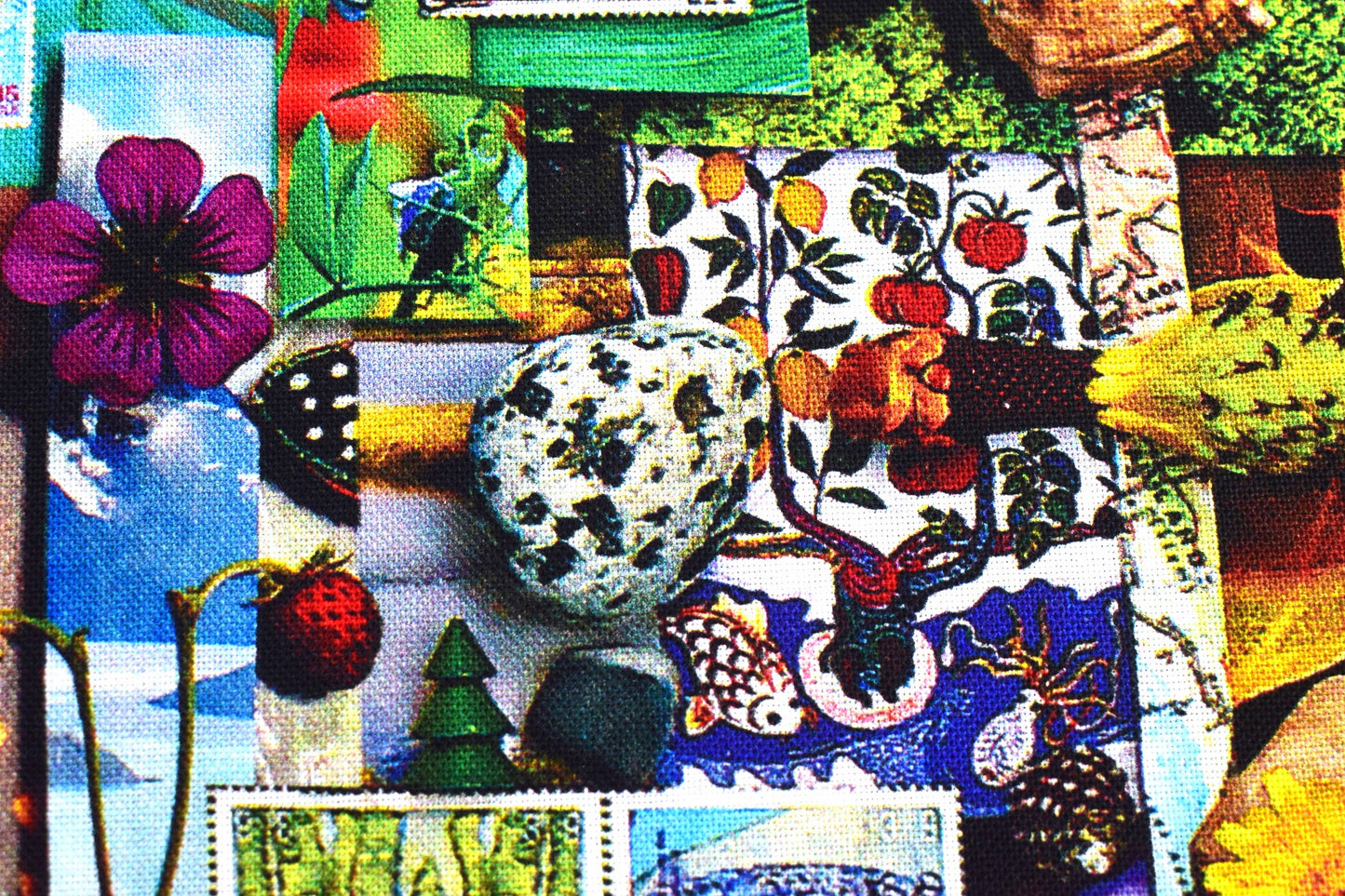 Earth collage quilting fabric, multi coloured collage board, cotton fabric Price by the Half Metre The Quilt Sanctuary