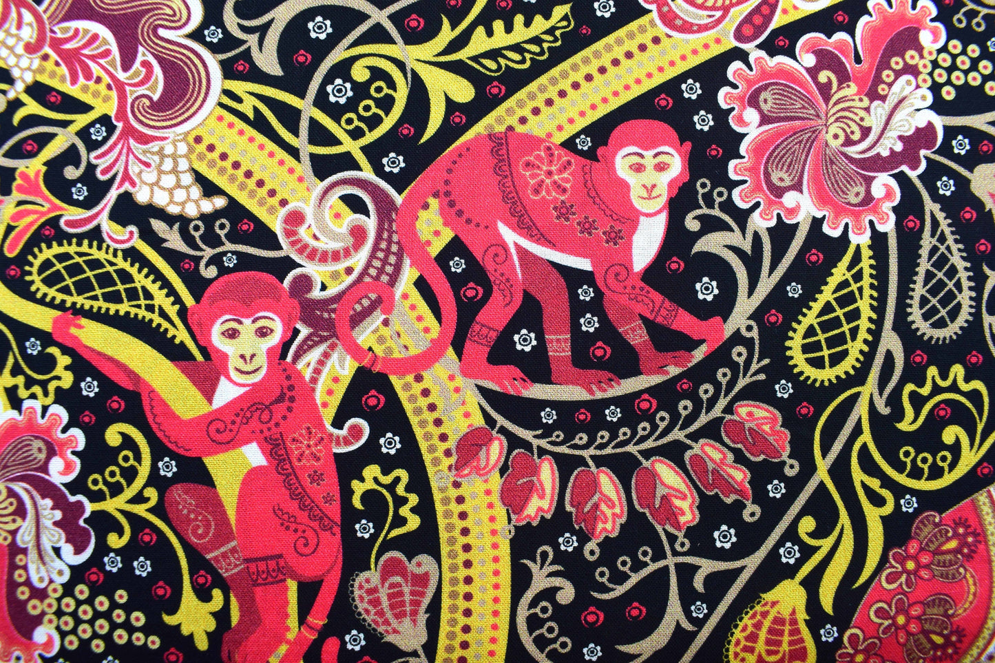 Indian Elephant fabric, quilting fabric, Monkey fabric, imperial Jungle - Price by the Half Metre The Quilt Sanctuary