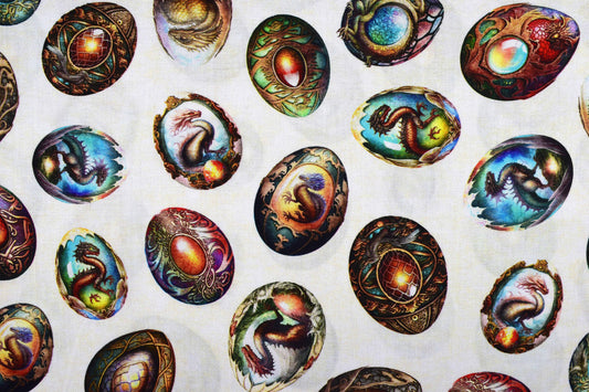 Dragon Eggs fabric , Quilting fabric, cotton fabric, dragon fire - Price by the Half Metre The Quilt Sanctuary