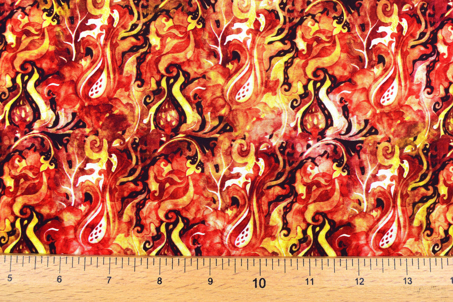 Dragon Fire fabric , Quilting fabric, flames, cotton fabric, dragon fire - Price by the Half Metre The Quilt Sanctuary