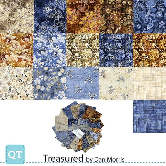 Treasured fat Quarter Bundle, floral designs, earthen tones, blender fabric, quilting fabric, The Quilt Sanctuary