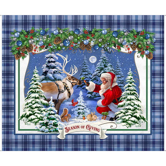 Christmas fabric panel, cotton Quilting  panel, Season of giving