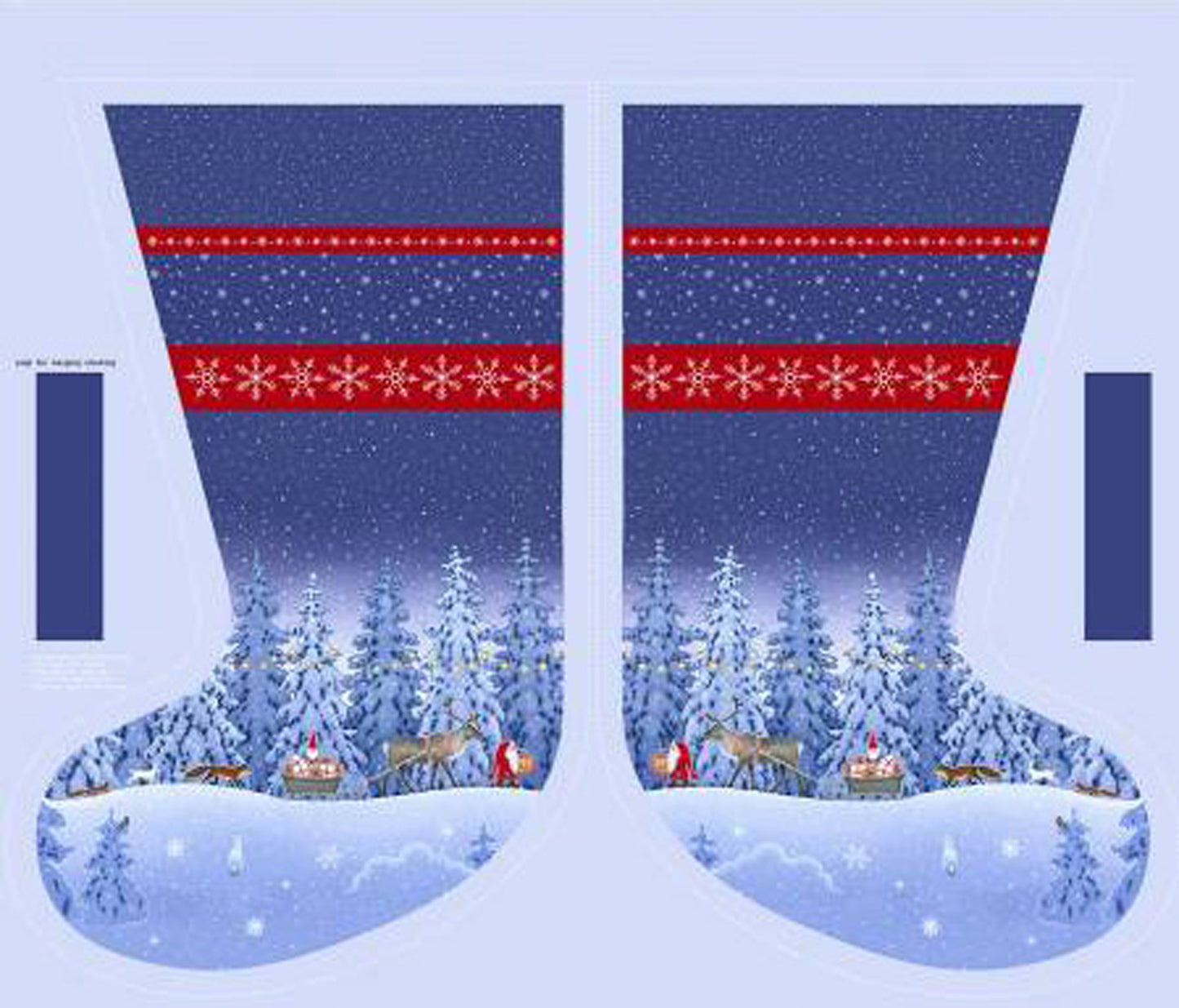 Winter Forest Christmas Stocking Panel with Reindeer and Gifts