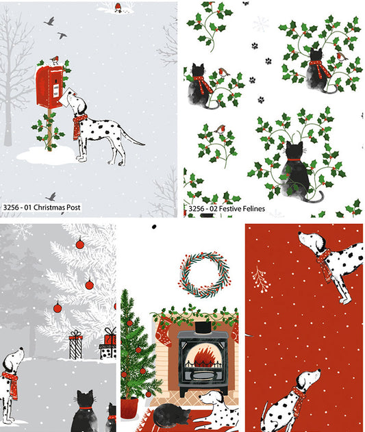 Christmas Pets fat Quarter Bundle, quilting fabric, cotton fabric