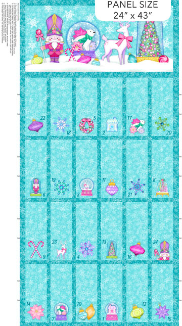 Merry and Bright fabric advent calendar panel,  reusable advent calendar,