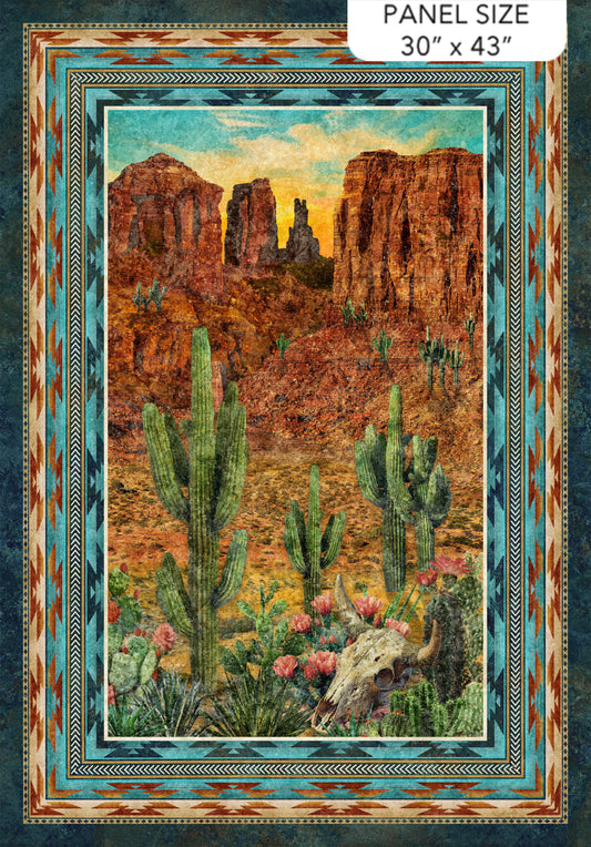 Sedona Spirit Fabric Panel for Quilting, Desert Landscape Cotton Quilt Panel