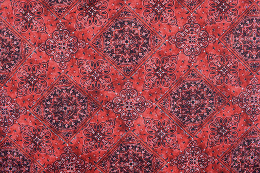 Red Geometric extra wide Quilting fabric, cotton fabric -  Price by the Half Metre - The Quilt Sanctuary