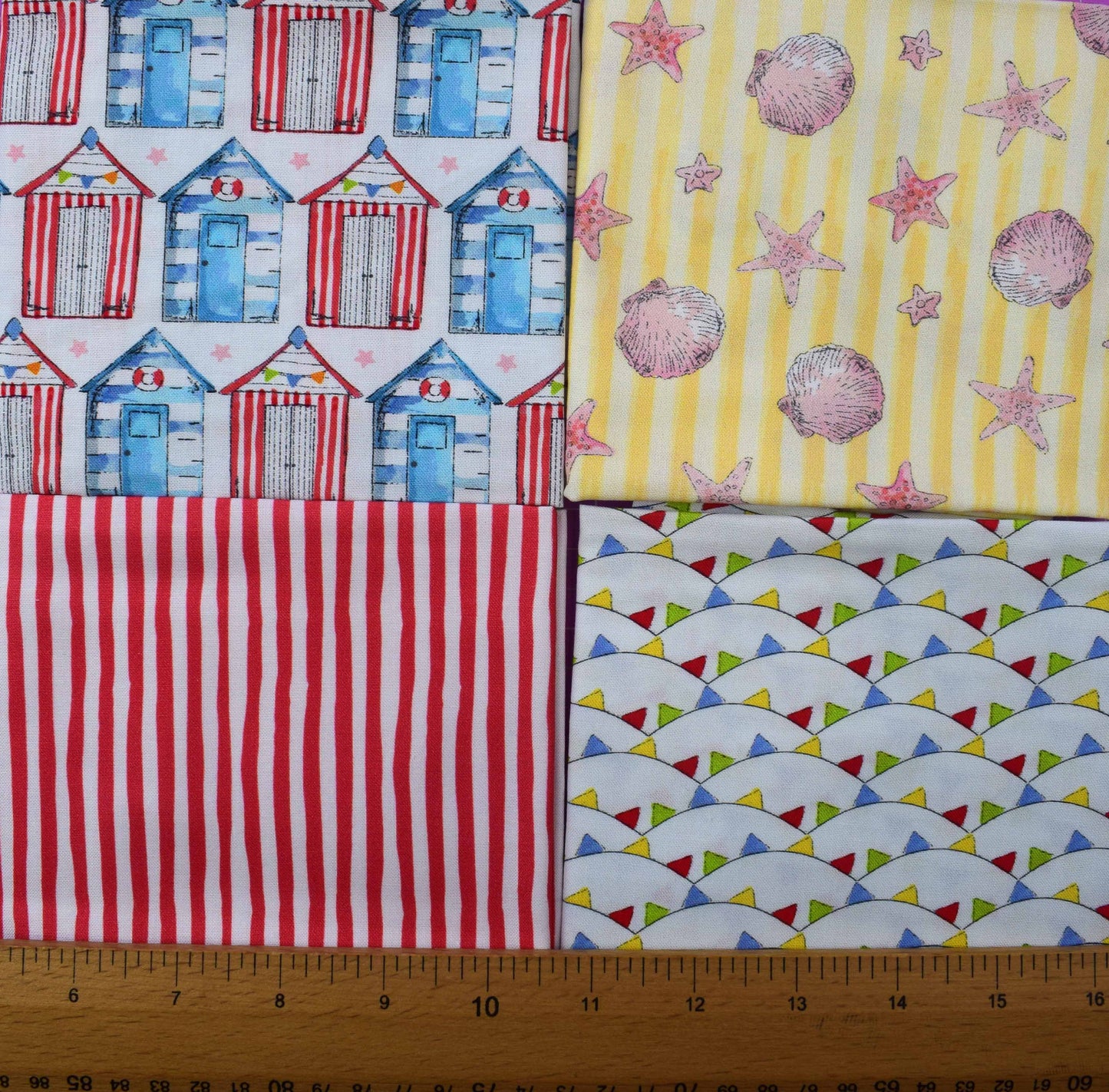 Beach Hut & Seashell Fat Quarter Bundle, Nautical Coastal Quilting Fabric Set - The Quilt Sanctuary