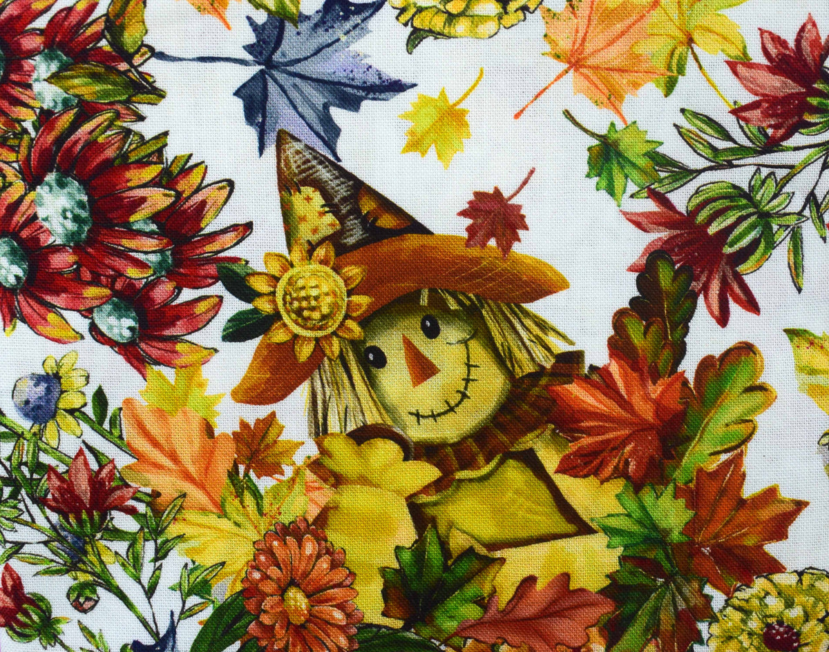 Autumn Fat Quarter Bundle with Leaves, Plaids and Scarecrow Prints - Quilting fabric