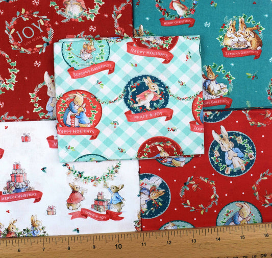 Peter Rabbit Christmas fabric collection, Hoppy Holidays, Quilting Fabric - The Quilt Sanctuary