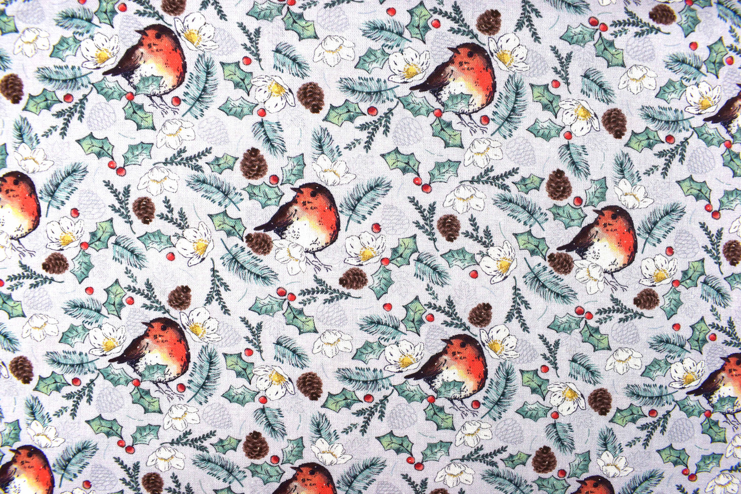 Little Christmas Robin fabric, Holiday quilting fabric, christmas fabric -  Price by the Half Metre