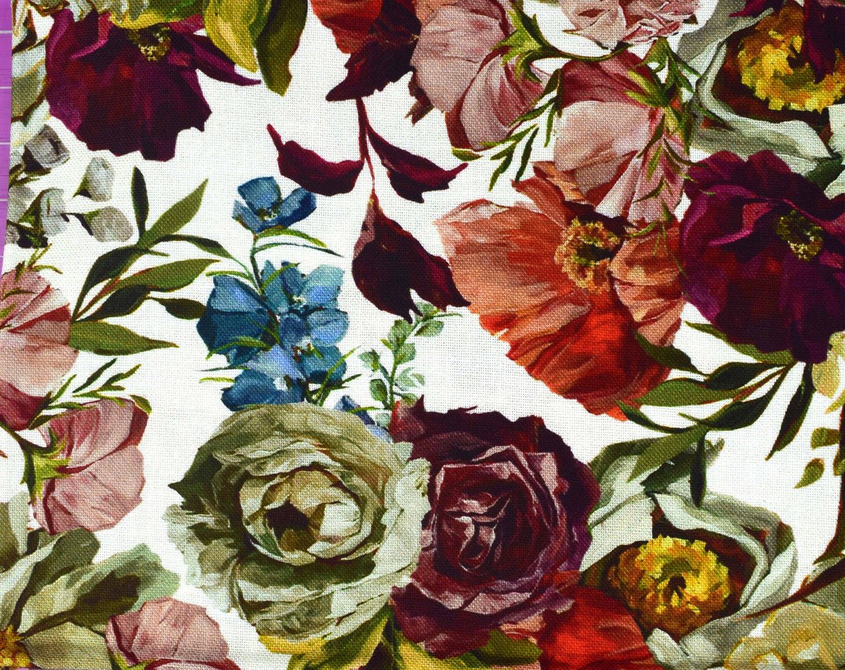 Painted vintage floral and blender Quilting fabric bundle