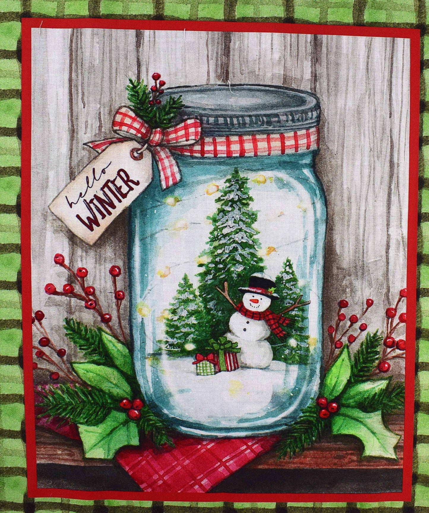 Frosty Hollow Snowman Winter Panel – Christmas Cotton Quilting Fabric