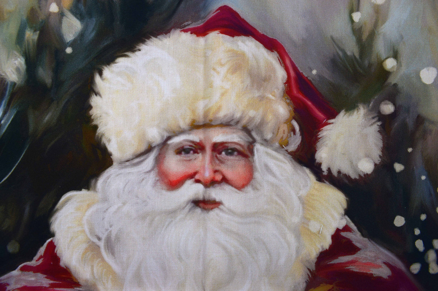 Victorian Santa Claus Winter Forest Fabric Quilting Panel