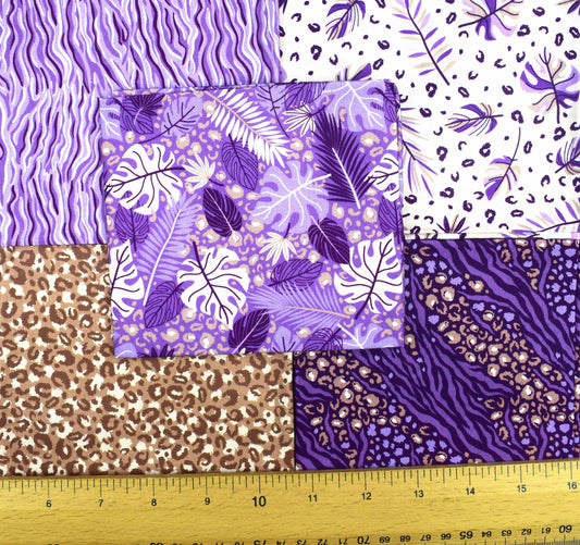 Contemporary Purple Bundle: Geometric Abstract Animal Print Fat Quarter bundle - The Quilt Sanctuary