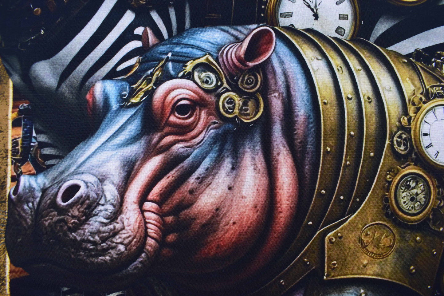 Steampunk Animal Menagerie Quilt Panel - 100% digital printed Cotton - The Quilt Sanctuary