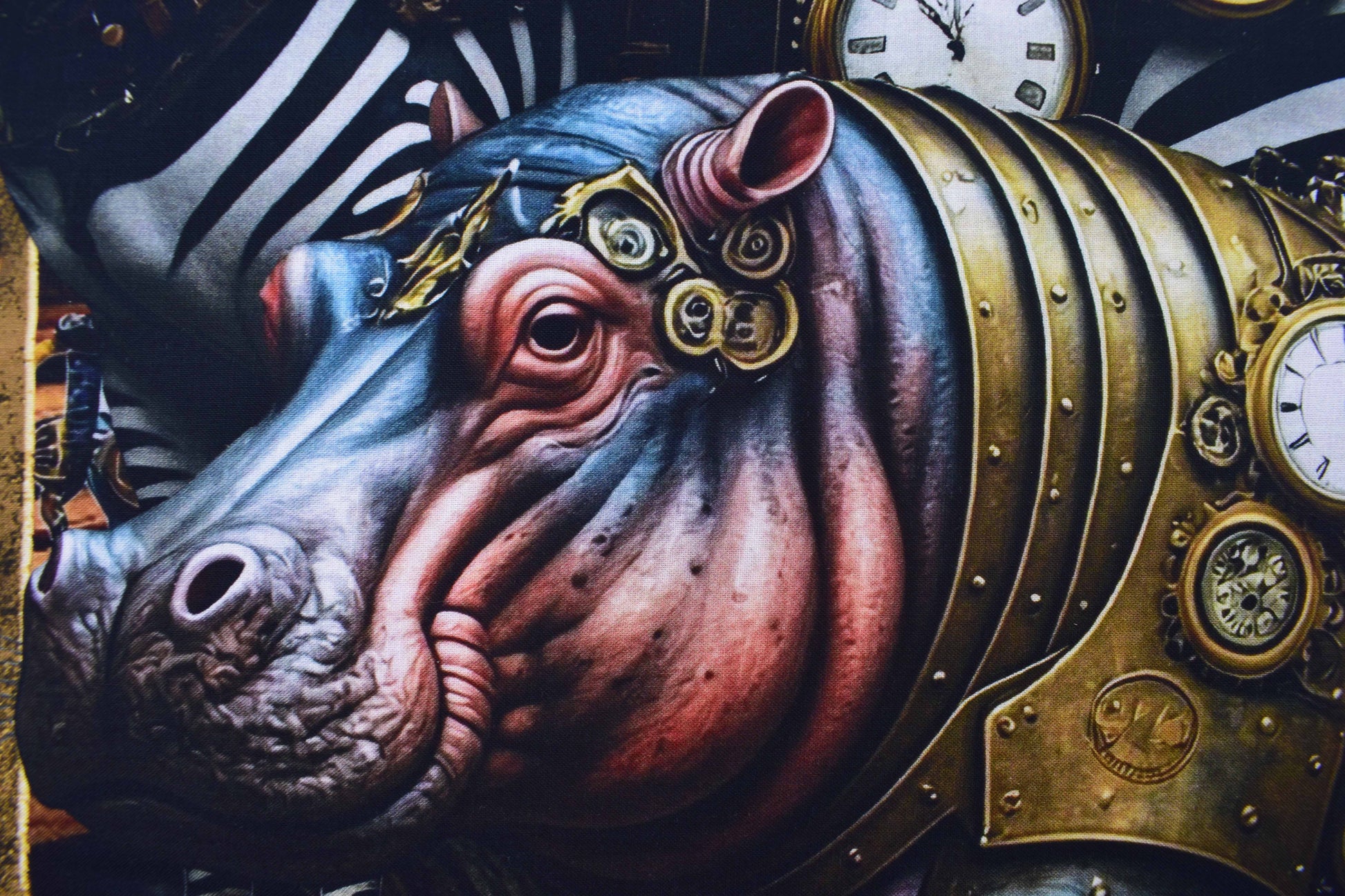 Steampunk Animal Menagerie Quilt Panel - 100% digital printed Cotton - The Quilt Sanctuary