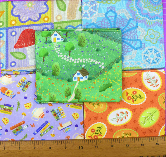 Country Cottage fat Quarter Bundle,  quilting fabric by Alexandra Holt - The Quilt Sanctuary