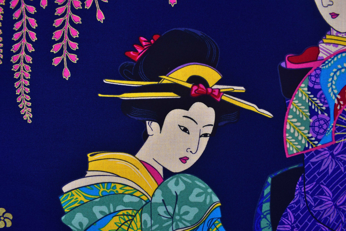 Geisha fabric panel, Japanese Quilting panel