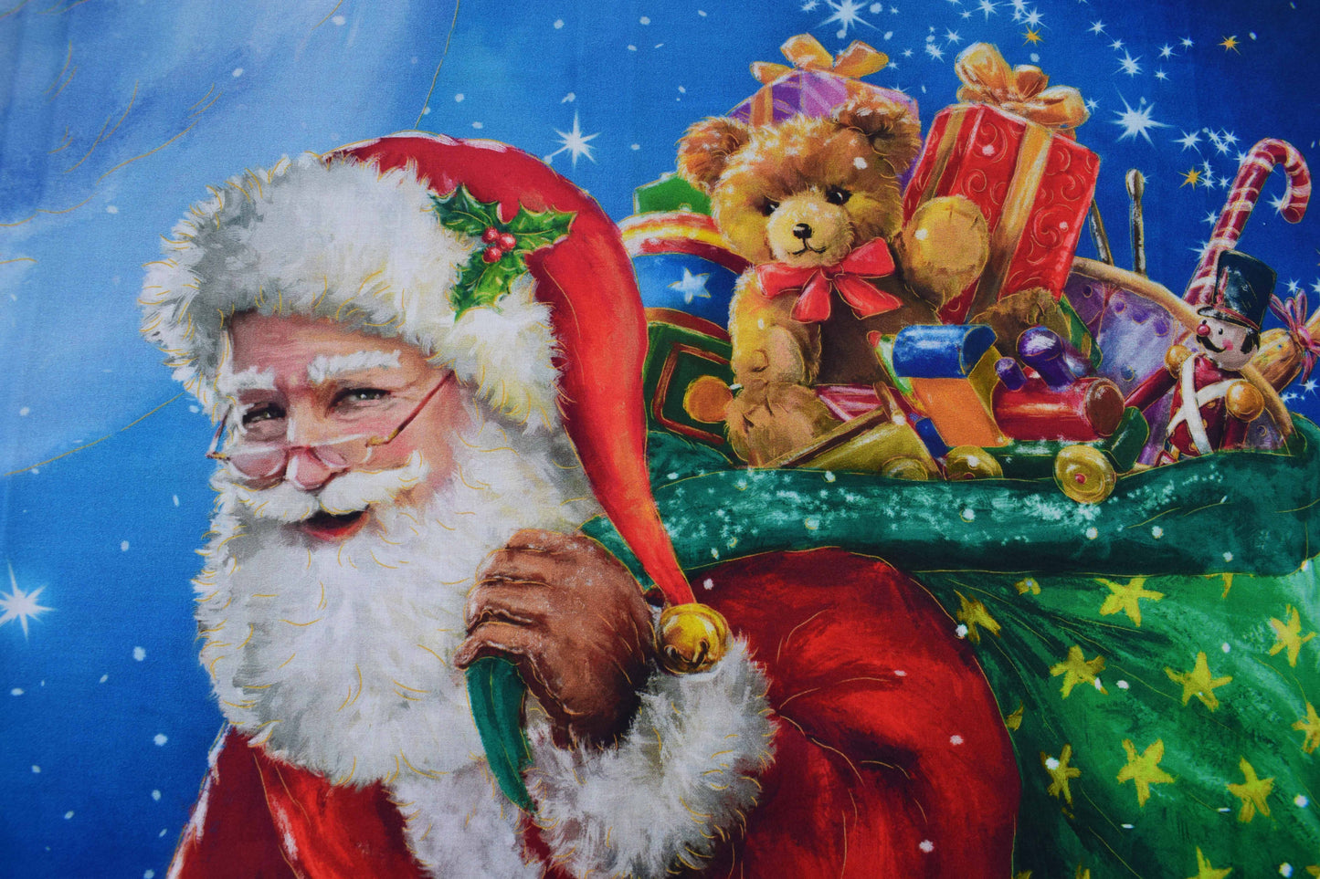 Santa fabric panel, cotton Christmas Quilting  panel