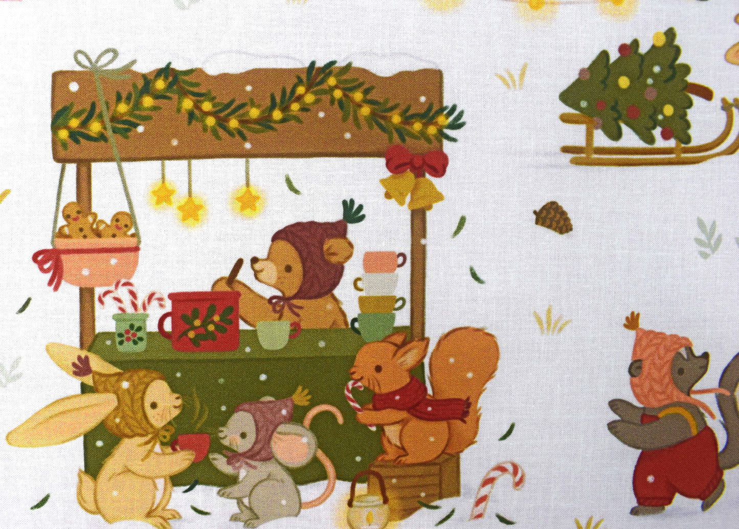 Woodland Animals Christmas Advent Calendar Fabric Panel