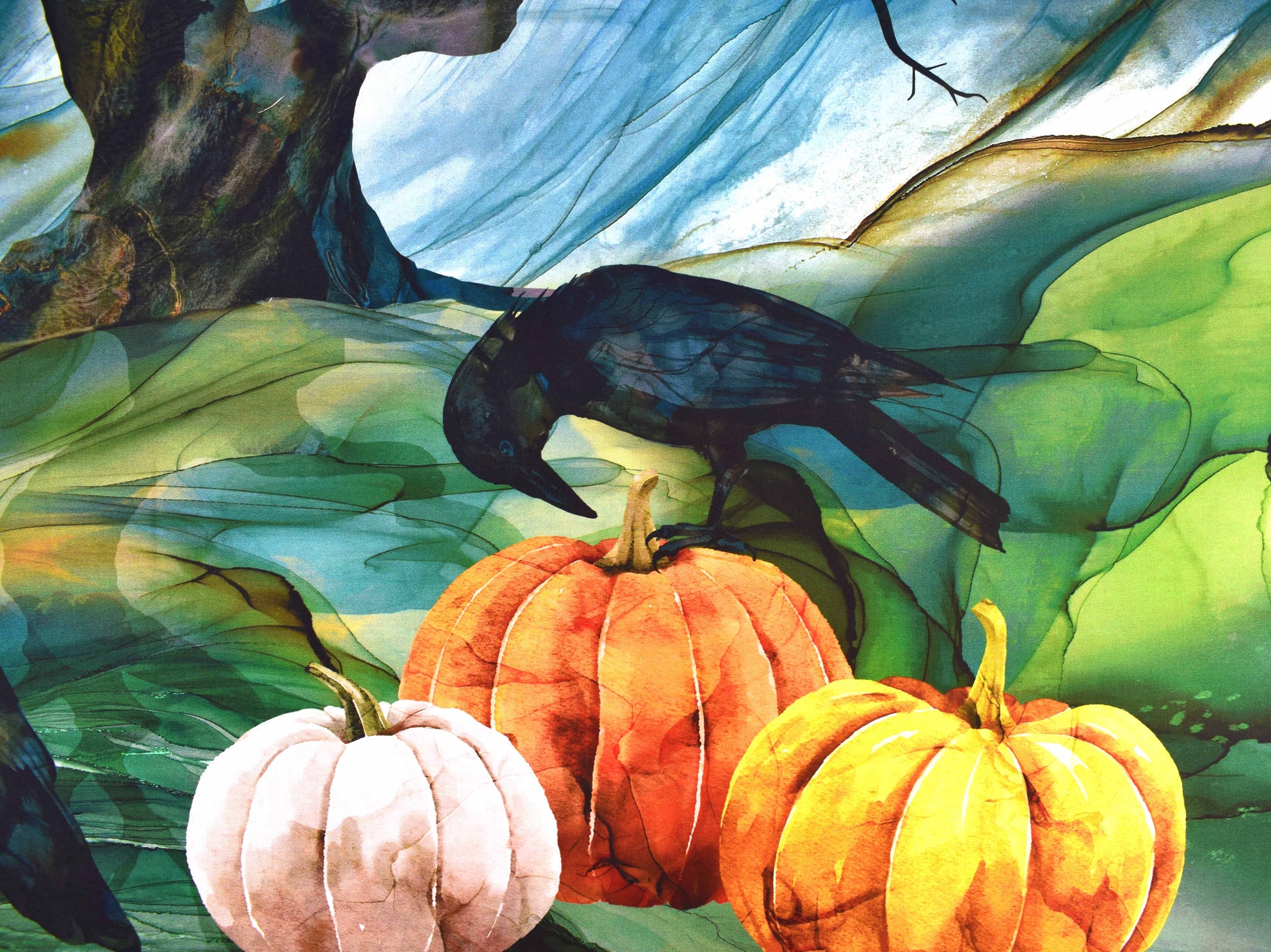 Raven's Call Halloween Fabric Quilting Panel 30" x 43" - The Quilt Sanctuary