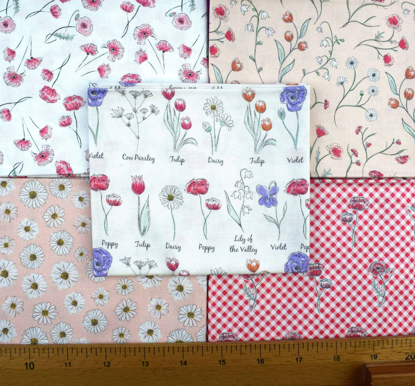 Meadow Flower Fabric Bundle, 100% Cotton Fat Quarters by Holly Dennett - The Quilt Sanctuary