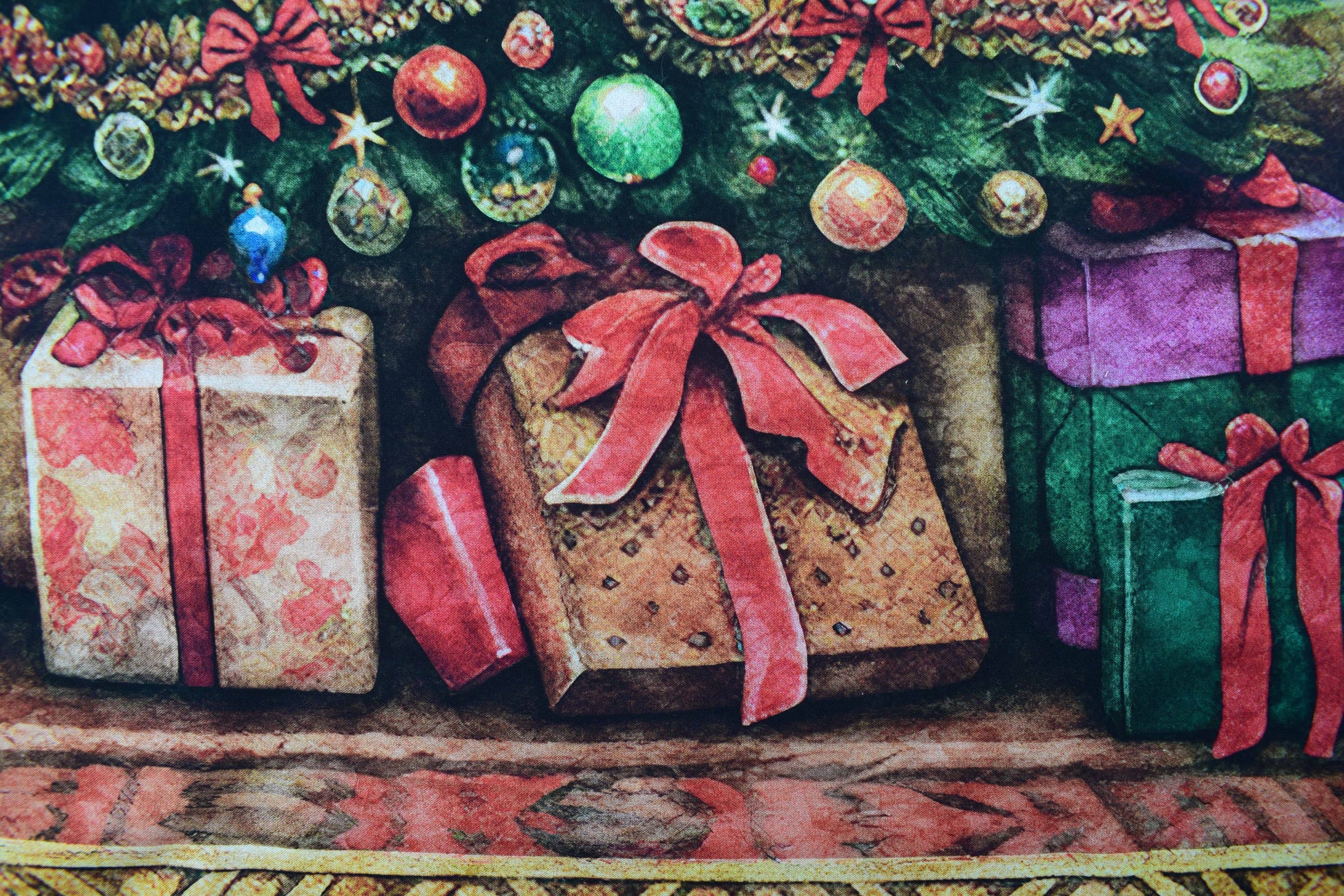 Christmas Tree fabric panel, cotton Quilting panel, Christmas panel, fabric wall hanging panel - The Quilt Sanctuary