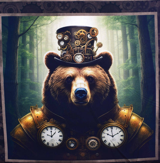 Steampunk Menagerie Fabric Panel - Set of 6 Steam Punk Animal Blocks - The Quilt Sanctuary