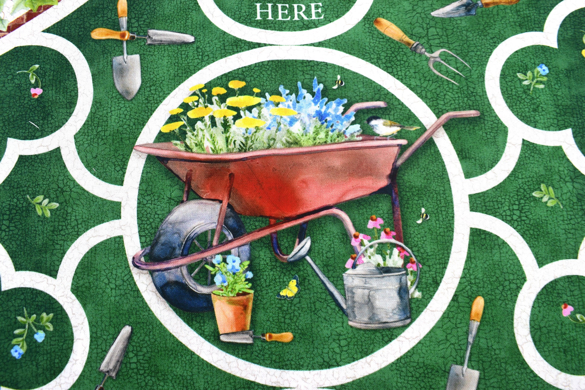 Walled Garden fabric panel, plant with love quilting panel, Gardening panel, quilting fabric - The Quilt Sanctuary