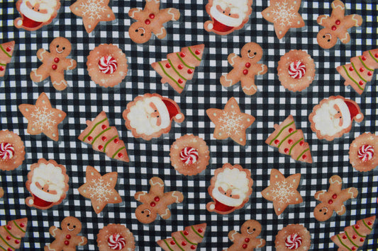 Festive Christmas Cookie Cotton Fabric, Gingerbread & Santa Quilting Print - Price by the Half Metre - The Quilt Sanctuary