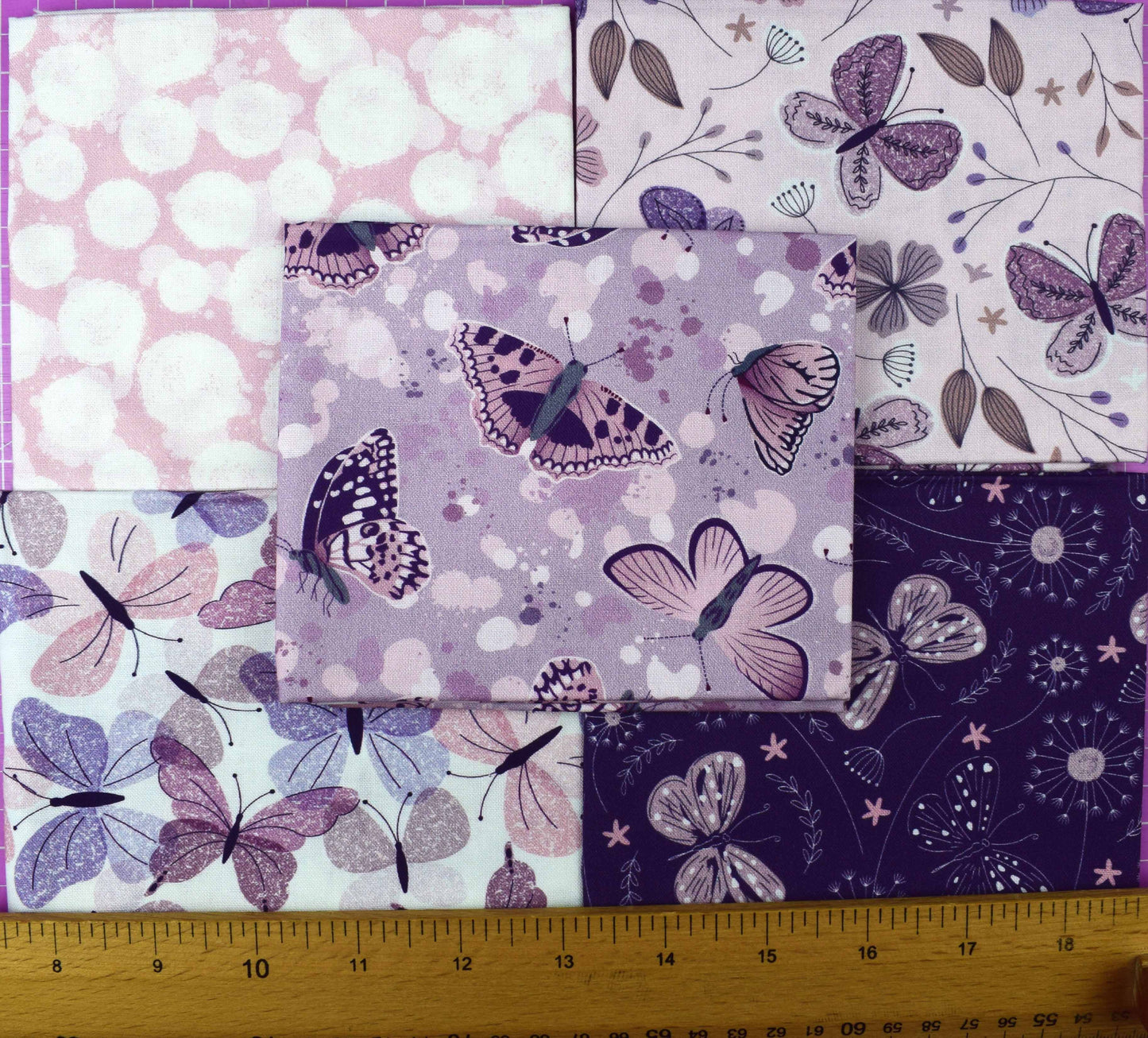 Lilac & Lavender Butterfly Fat Quarter Bundle, Moonlight Flutter