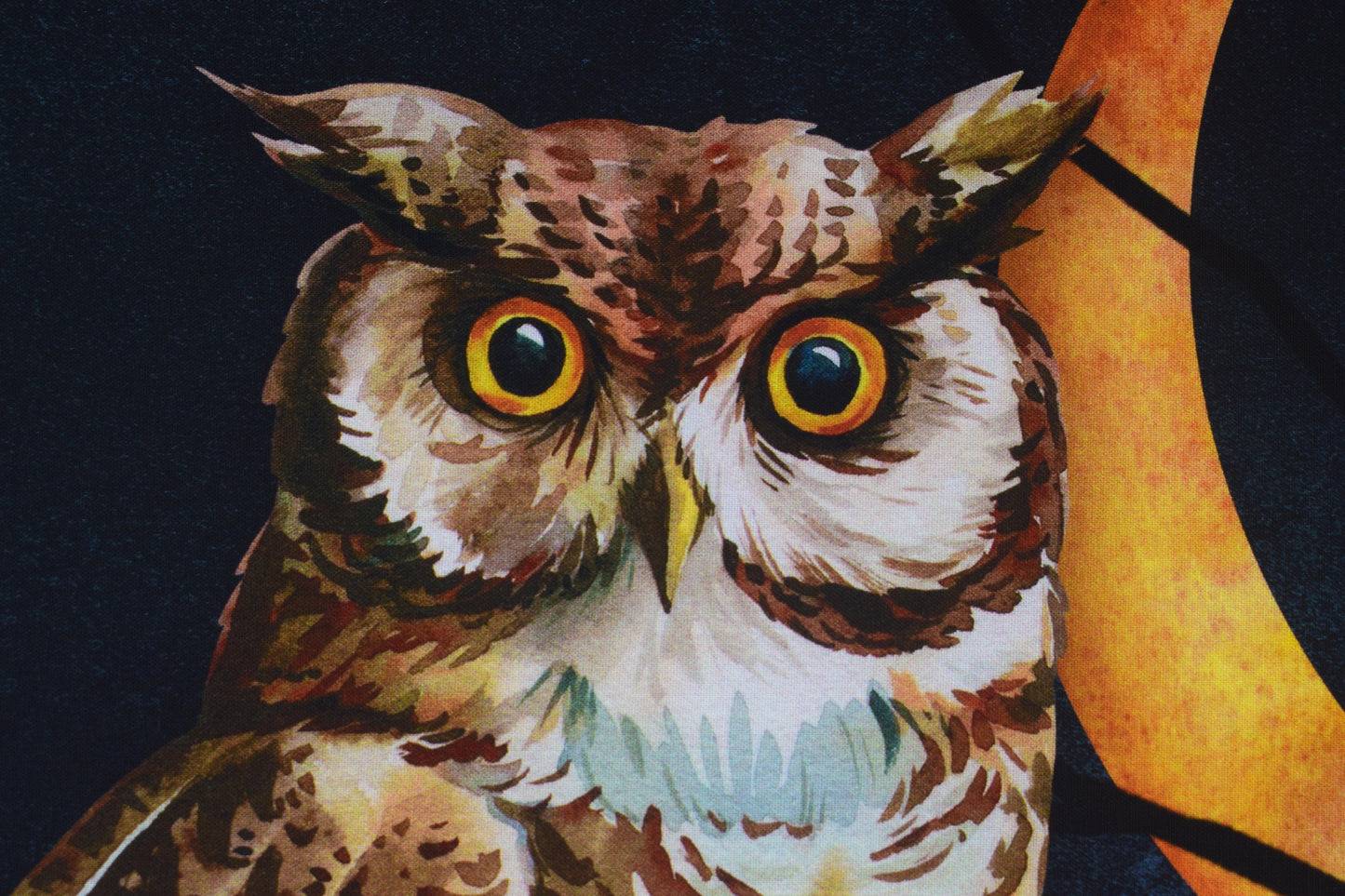 Autumn Owl and Pumpkin Fabric Panel by Deborah Edwards